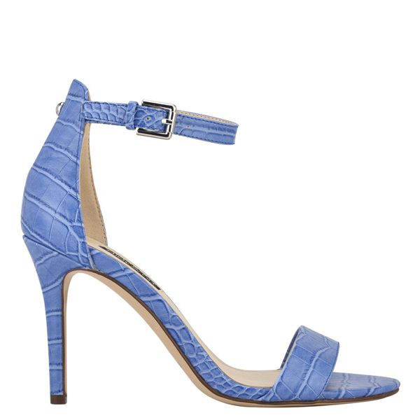 Nine West Mana Ankle Strap Blue Heeled Sandals | South Africa 24S64-9Z87